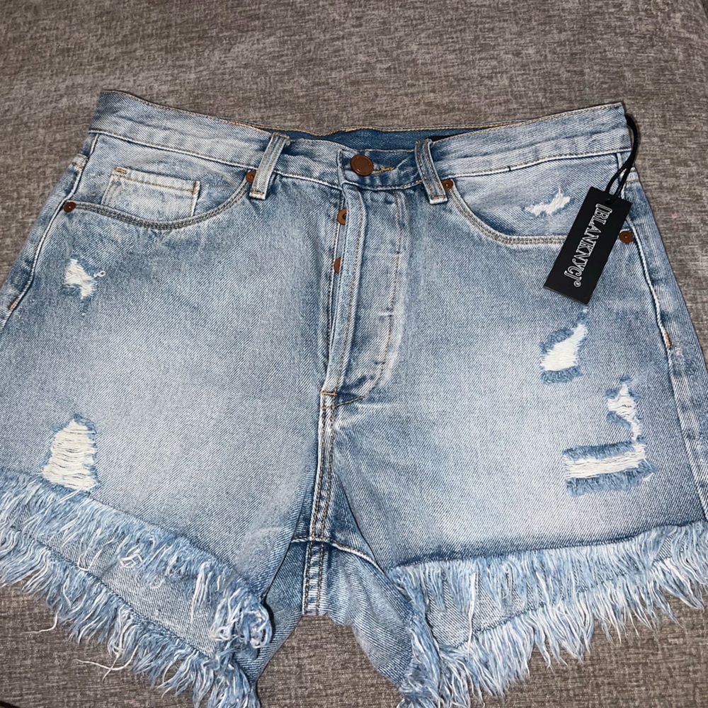 blank nyc frayed blue jean shorts from Nordstrom